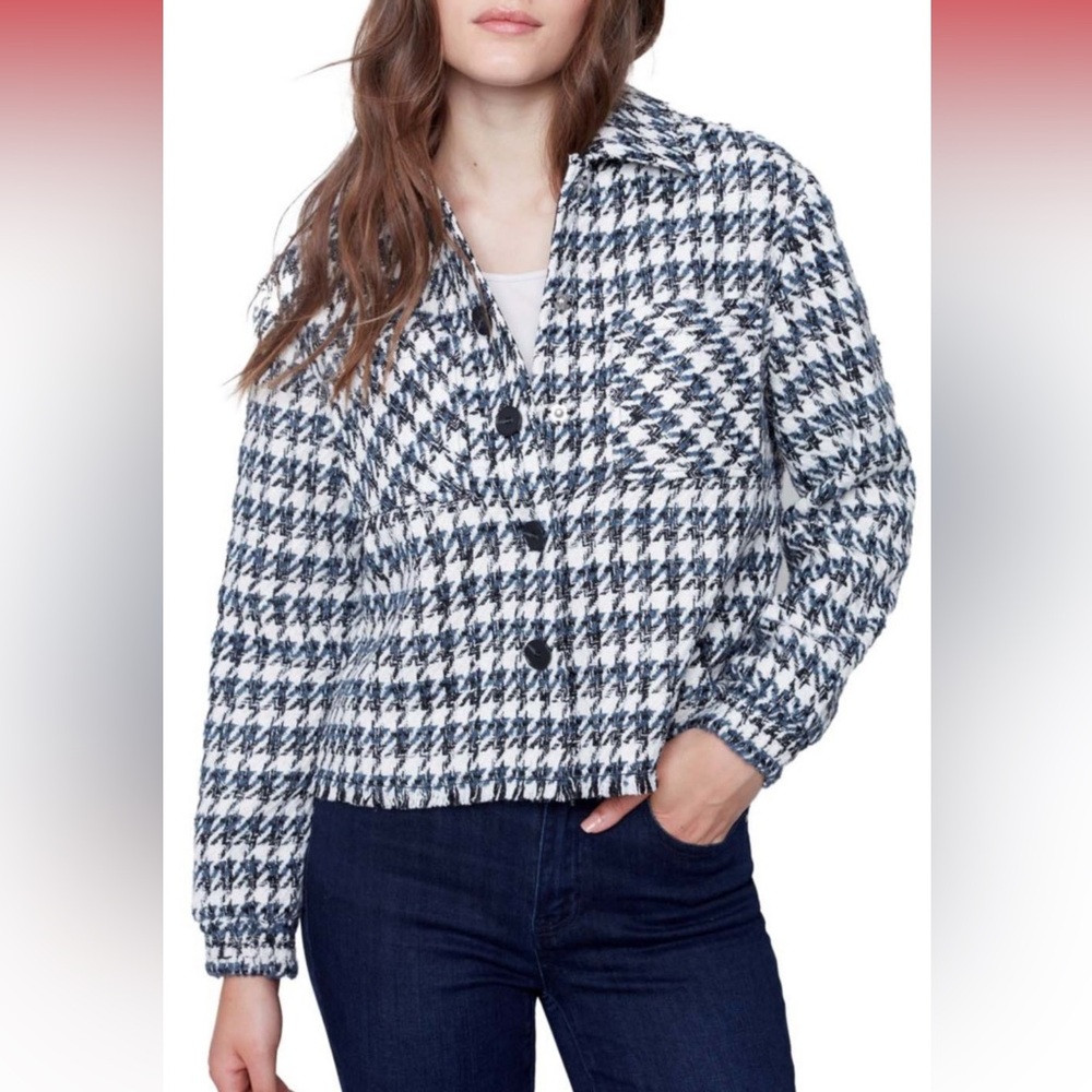 NWT Women's Charlie B Houndstooth Tweed Jacket